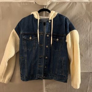 Oversized denim fleece jacket